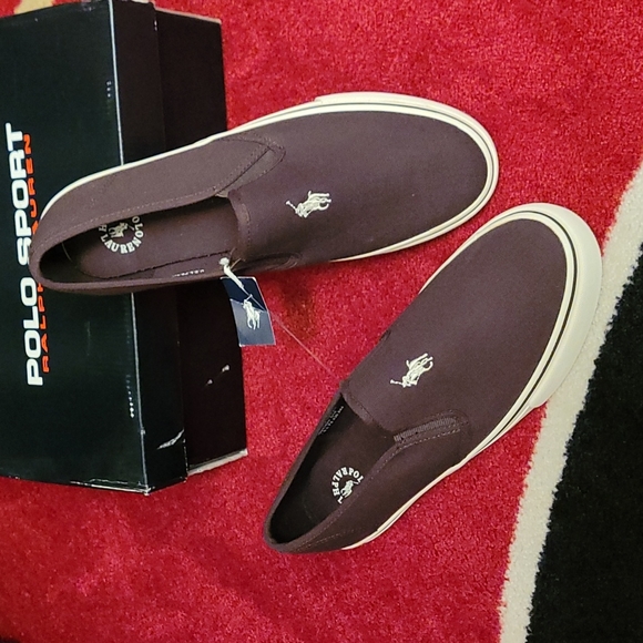 Brand New Ralph Lauren Polo Sport Men's Brown Lofars/ Sneakers - Picture 5 of 6